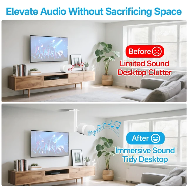 Alt view image 6 of 6 - 2 Pack Swivel and Tilt Ceiling Speaker Mount for Sonos Era 300 Ceiling Mount White - Heavy Duty Speaker Ceiling Mount for Sonos Era 300 Mount Bracket to Enhance Audio Experience, White