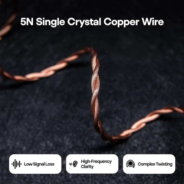 Alt view image 4 of 7 - Tripowin Nimbus Hybrid Single Crystal Copper IEM Cable Litz TYPE5 & AWG 19 Earphone Cord, HiFi Replacement Wire for in Ear Monitor & Wired Earbuds, 2Pin