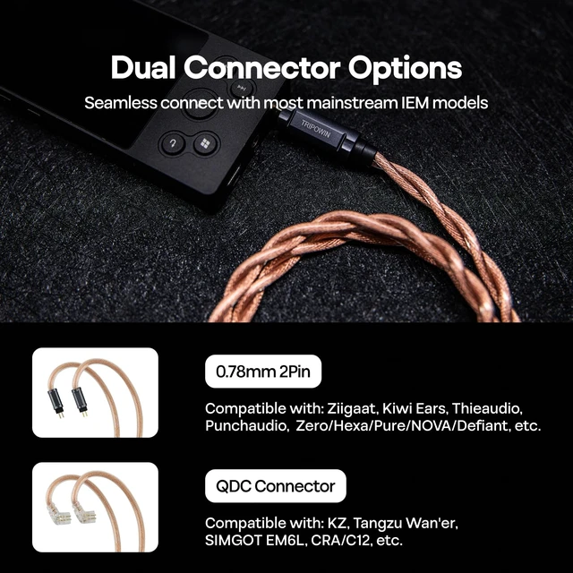 Alt view image 7 of 7 - Tripowin Nimbus Hybrid Single Crystal Copper IEM Cable Litz TYPE5 & AWG 19 Earphone Cord, HiFi Replacement Wire for in Ear Monitor & Wired Earbuds, 2Pin