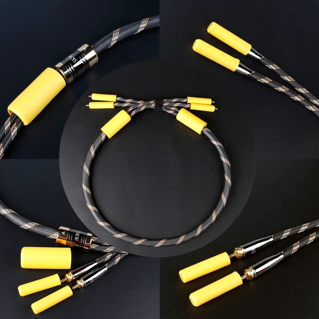 Alt view image 7 of 7 - Premium Audiophile Audio Cable - 2RCA Male to 2RCA Male Hi-Fi System Converter Adapter Shielded for Noise Reduction (12.8mm Diameter, 3.2ft/1M)