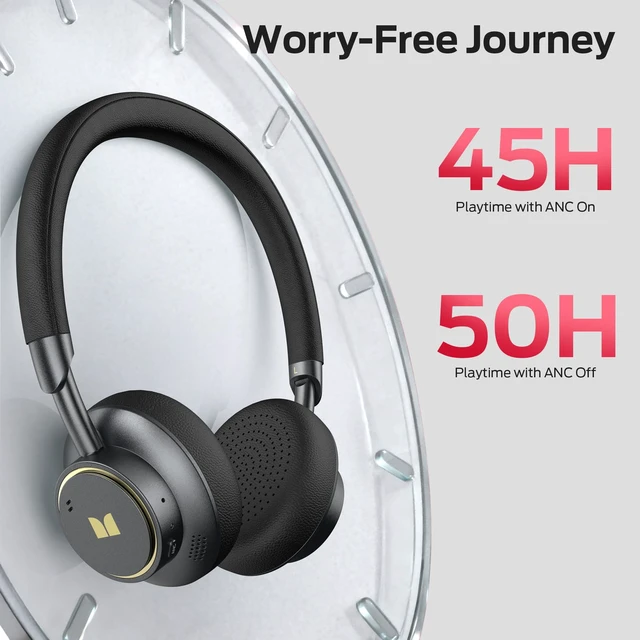 Alt view image 4 of 7 - N-Tune mini 02 Noise Cancelling Headphones, Over Ear Headphone Foldable Design, 50H Playtime Headphones Wireless, Bluetooth 6.0, Adjustable Lightweight and Comfortable for Travel