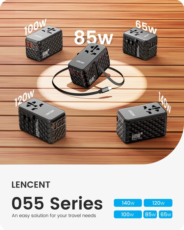 Alt view image 7 of 7 - 85W Universal Travel Power Adapter with Retractable USB C Cable GaN International Travel Adapter with 1 USB-A & 3 Type C Fast Charging, Worldwide Plug Adaptor for US to EU UK Type C/G/A/I