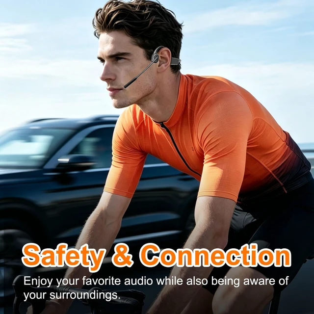 Alt view image 7 of 7 - Wireless Bone Conduction Headphones Bluetooth with Microphone Noise Canceling, Wireless Bluetooth Headset with Mic Boom & USB Dongle for PC Work Calls