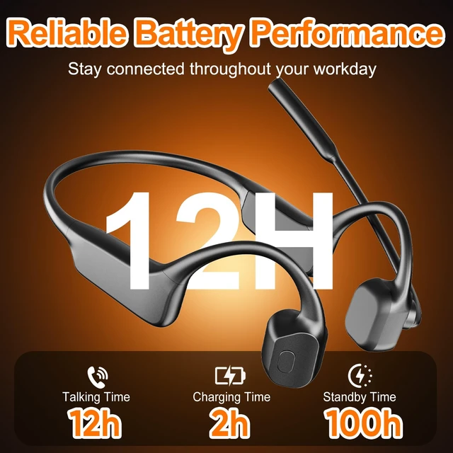 Alt view image 4 of 7 - Bone Conduction Headphones with Microphone Boom, Open Ear Wireless Bluetooth Headset with USB Dongle for PC, AI Noise Cancelling Mic, Bone Conducting Headset for Office Remote Work Sports Driving