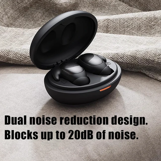 Alt view image 2 of 6 - Double Noise Cancelling Sleep Headphones, Bluetooth 5.3 Wireless Earbuds for Side Sleepers, 25H Playtime, 5H Single Charge, Comfortable Skin-Friendly Silicone, Invisible for Sleeping