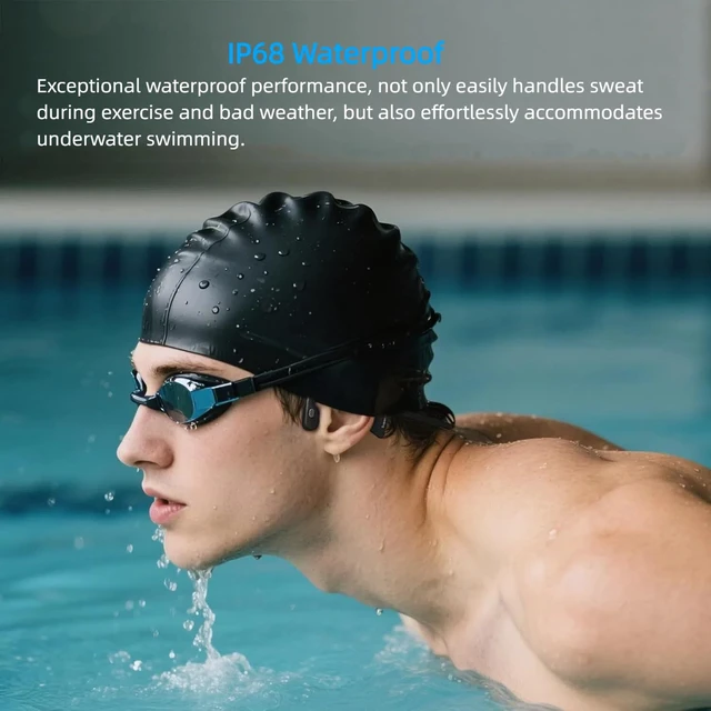 Alt view image 3 of 7 - Bone Conduction Swimming Headphones Wireless Underwater Earphones IPX8 Waterproof Bluetooth headsets Built in 32GB MP3 Player Long Lasting Battery for Swimming Running Cycling and Workouts