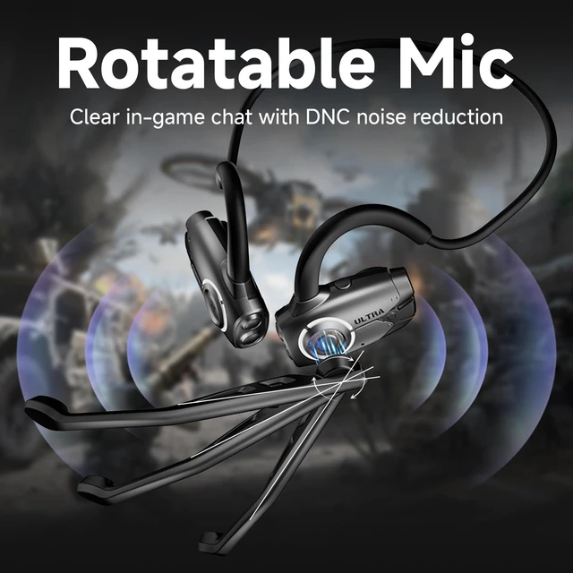 Alt view image 5 of 6 - Open Ear Gaming Headphones with Mic, Dual-Mode Wireless, BT6.0/2.4GHz, Ultra-Low Latency for Daily, Workout & Gaming, 20H Battery, Fast Charge, for PS5/PS4/Switch/PC/Mobile Black