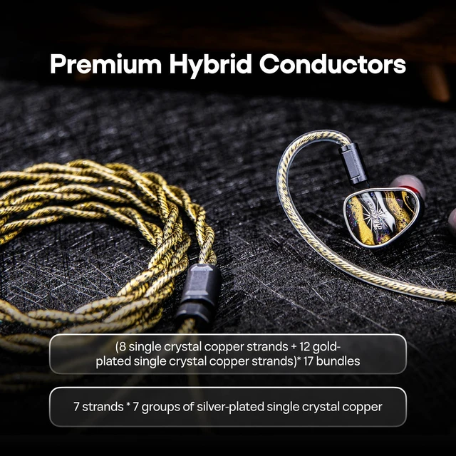 Alt view image 3 of 7 - Tripowin Cygnus Hybrid Single Crystal Copper IEM Cable Litz TYPE5 & AWG 17 Earphone Cord, HiFi Replacement Wire for in Ear Monitor & Wired Earbuds, 2Pin