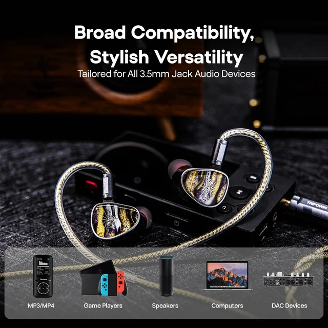 Alt view image 7 of 7 - Tripowin Cygnus Hybrid Single Crystal Copper IEM Cable Litz TYPE5 & AWG 17 Earphone Cord, HiFi Replacement Wire for in Ear Monitor & Wired Earbuds, 2Pin