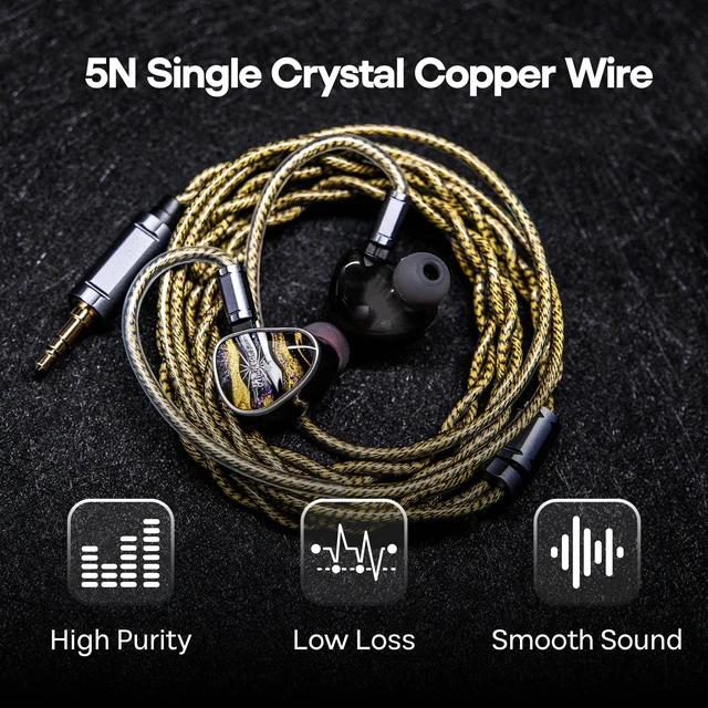 Alt view image 4 of 7 - Tripowin Cygnus Hybrid Single Crystal Copper IEM Cable Litz TYPE5 & AWG 17 Earphone Cord, HiFi Replacement Wire for in Ear Monitor & Wired Earbuds, 2Pin