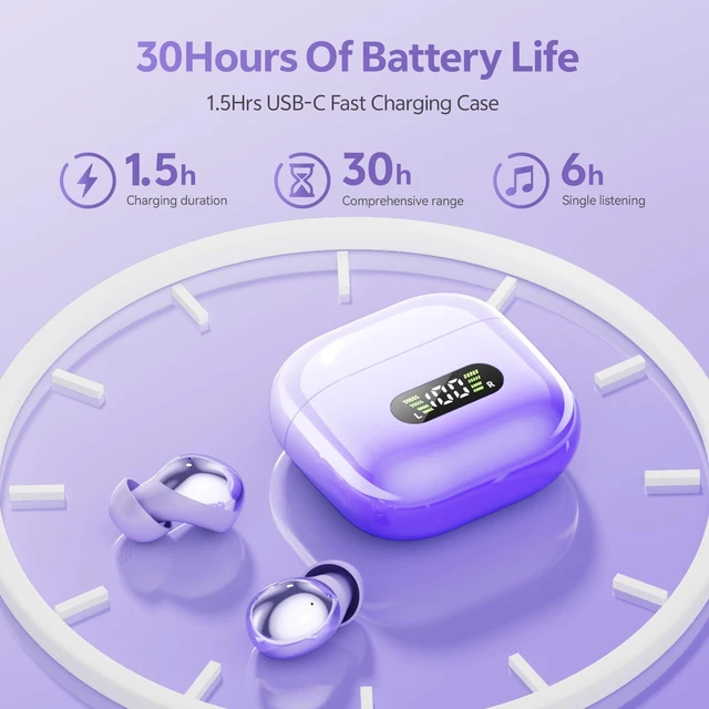 Alt view image 7 of 7 - Noise Cancelling Sleep Earbuds for Side Sleepers(Purple) ANC Up to 98%,Micro Discreet Hidden Earbuds,Bluetooth 6.0,Small Earbuds Comfort Fit Small Ear Canals for Sleeping,Travel,Work