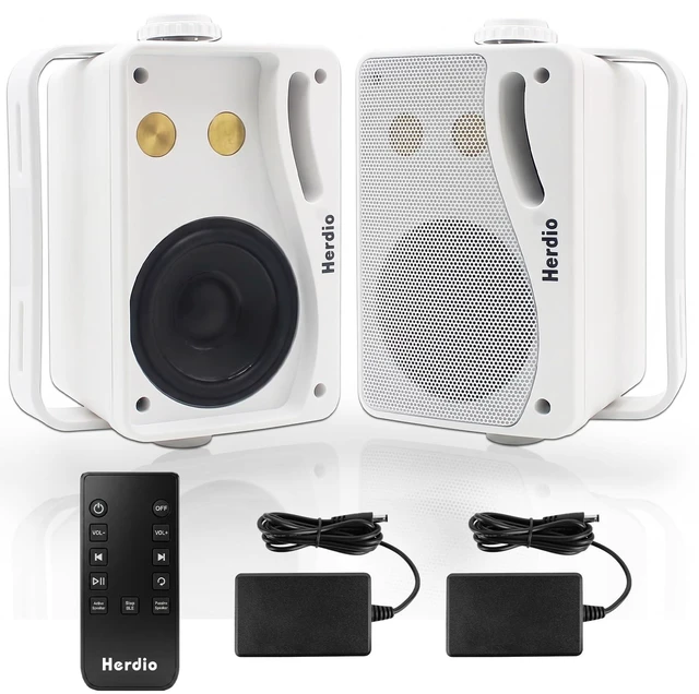 Main image of 3.5" 200W Outdoor Bluetooth Speakers, IP44 Waterproof Rating and Be Able to Wireless Multi-Connection Up to 20 Units for Patio/Porch/Balcony (White, 2-Pack)