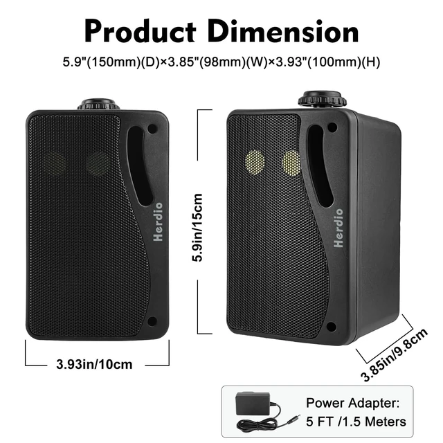 Alt view image 7 of 7 - 3.5" 200W Outdoor Bluetooth Speakers, IP44 Waterproof Rating and Be Able to Wireless Multi-Connection Up to 20 Units for Patio/Porch/Balcony (Black, 2-Pack)