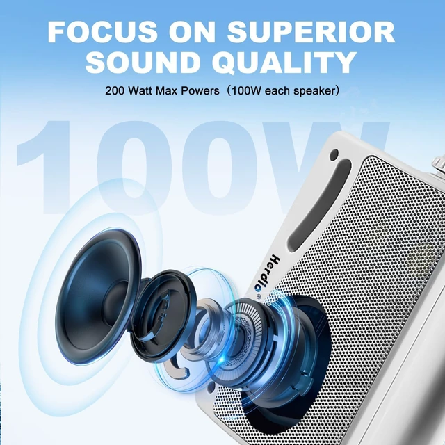 Alt view image 3 of 7 - 3.5" 200W Outdoor Bluetooth Speakers, IP44 Waterproof Rating and Be Able to Wireless Multi-Connection Up to 20 Units for Patio/Porch/Balcony (White, 2-Pack)