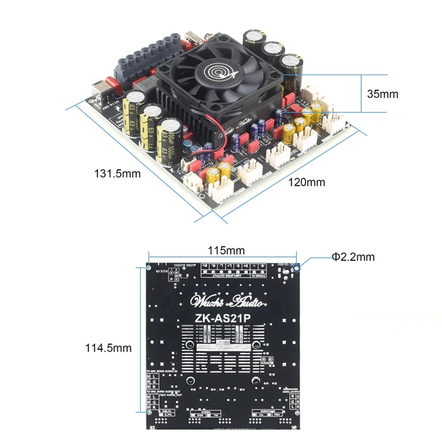 Alt view image 6 of 6 - ZK-AS21P Bluetooth Amplifier Board 300W+300W+600W Output, 18-50V DC Wide Voltage Input, Vehicle Amplifier (External Potentiator)