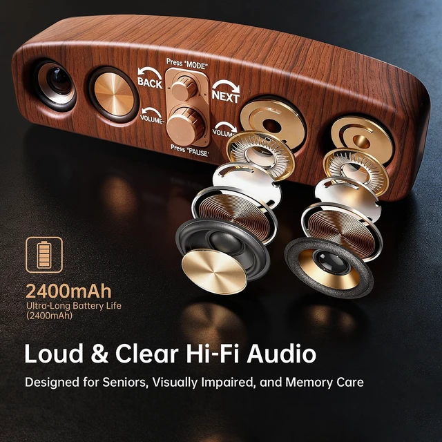 Alt view image 3 of 7 - Simple Music Player for Elderly MP3 Audio Player with Large Knob & Easy Operation as Alzheimers Dementia Visually Impaired Seniors Patients Product Gift - with 32GB TF Card