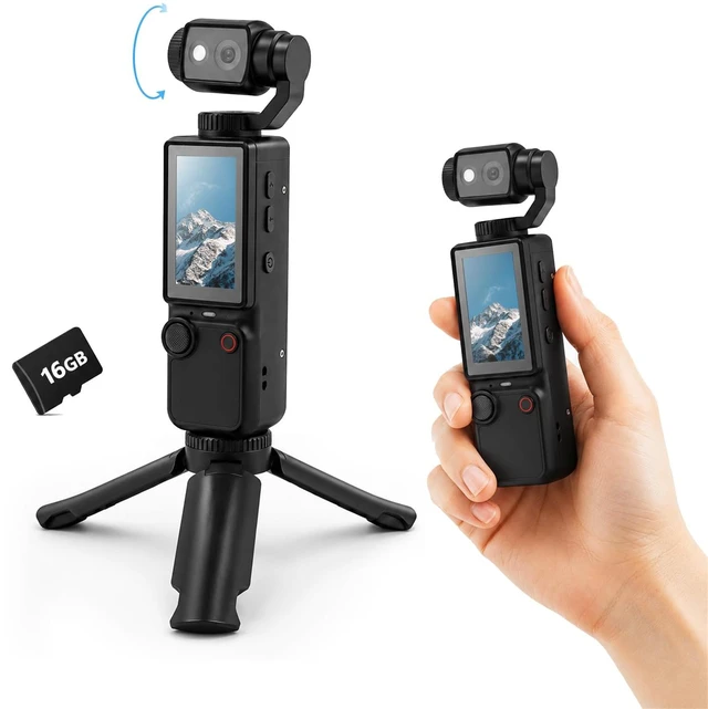 Main image of 4K Handheld Camera for Vlogging 66M Small Pocket Tripod Body Cameras 4K Video Recording&66M Photo 180° Rotating Lens 1.9in Screen 5 Hours Working Auto&Manual Focusing Tripod, 16GB Card