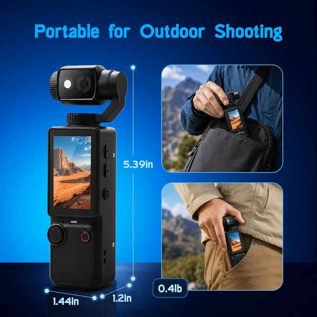 Alt view image 5 of 7 - 4K Handheld Camera for Vlogging 66M Small Pocket Tripod Body Cameras 4K Video Recording&66M Photo 180° Rotating Lens 1.9in Screen 5 Hours Working Auto&Manual Focusing Tripod, 16GB Card