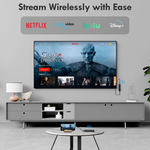Alt view image 5 of 6 - Wireless HDMI Transmitter and Receiver Kit, USB-C Wireless HDMI for MacBook iPhone 15 16 17 iPad Pro MacBook, No WiFi Needed for Hotel TV & Travel, Suppot Netflix/Disney+,5GHz Zero Lag