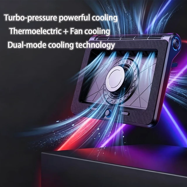 Alt view image 3 of 7 - Cooling Pad for MacBook Air Pro 14 15 16 17 Inch Laptop, Semiconductor Cooler with Integrated Roller Fan, 5 Height Adjustment Ergonomic Design, Low Noise Quiet Operation for Mac Notebook (black)