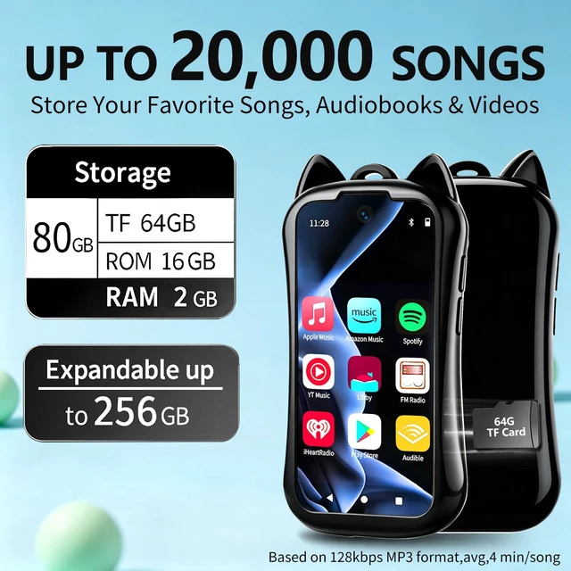 Alt view image 2 of 7 - Kids MP3 Player with Spotify, Bluetooth, WiFi and Parental Controls