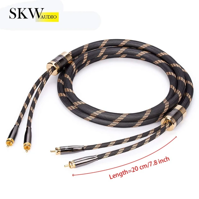 Alt view image 5 of 7 - Premium Audiophile Audio Cable - 2RCA Male to 2RCA Male Hi-Fi System Converter Adapter Shielded for Noise Reduction (12.8mm Diameter, 4.9ft/1.5M)