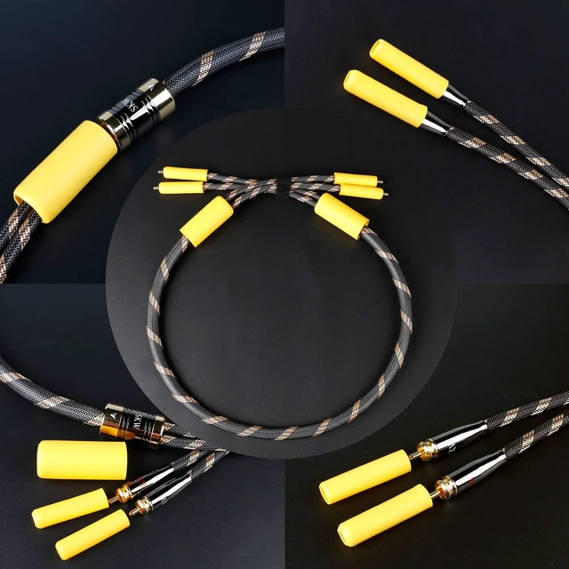 Alt view image 7 of 7 - Premium Audiophile Audio Cable - 2RCA Male to 2RCA Male Hi-Fi System Converter Adapter Shielded for Noise Reduction (12.8mm Diameter, 4.9ft/1.5M)