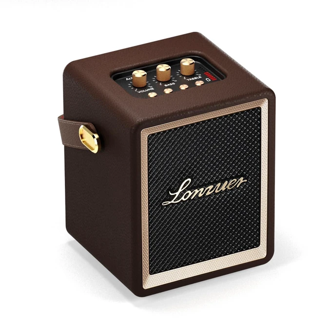 Main image of Wooden Portable Bluetooth Speaker with Handle 5000mAh Battery 10+ Hour Playtime,Wireless for Outdoor Camping,Indoor, Backyard - Brown