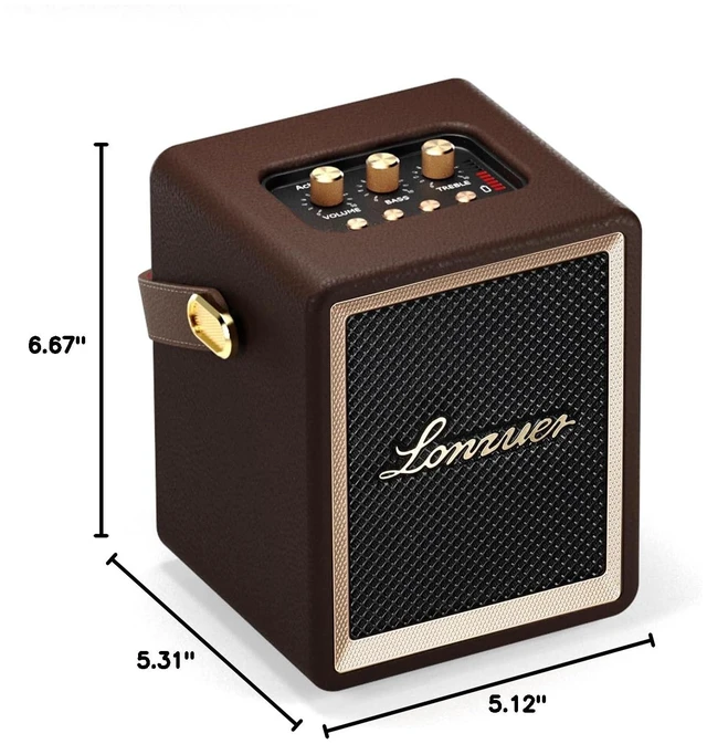 Alt view image 7 of 7 - Wooden Portable Bluetooth Speaker with Handle 5000mAh Battery 10+ Hour Playtime,Wireless for Outdoor Camping,Indoor, Backyard - Brown