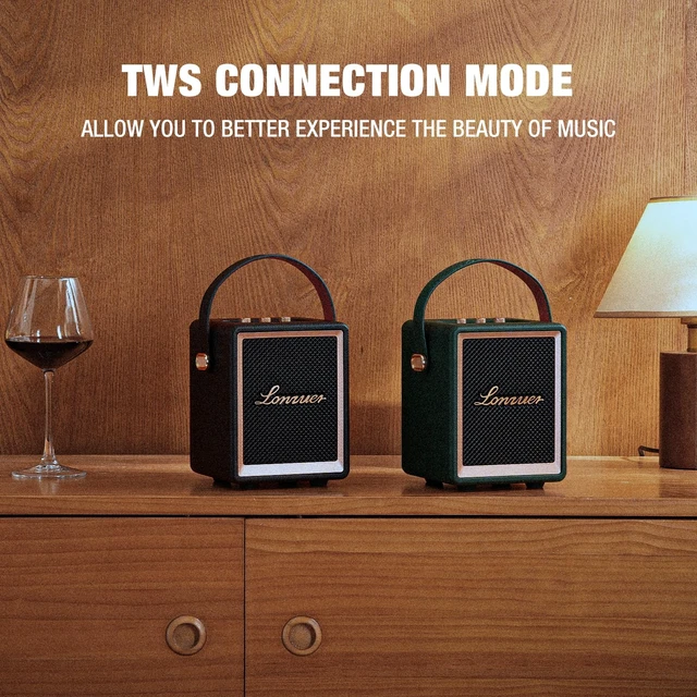Alt view image 6 of 6 - Action Wooden Portable Speaker with Handle Small Portable Bluetooth Speakers with 5000mAh Battery Speakers Bluetooth Wireless for Indoor Outdoor Campaign (Green)