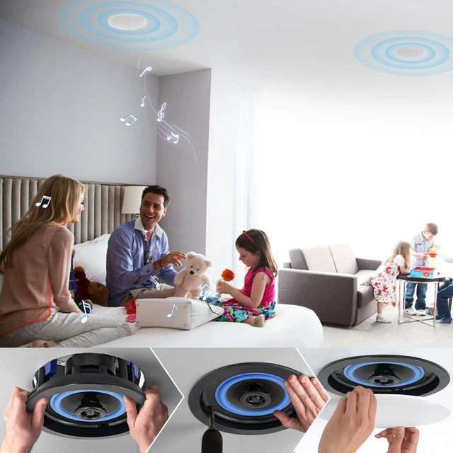 Alt view image 7 of 7 - 4 Inch Ceiling Speakers 320 Watts 2-Way Flush Mount for Home Theater, Living Room, Office,Kichten,Study Room,Basement,Covered Patio and Flush Mount (4 Speakers)