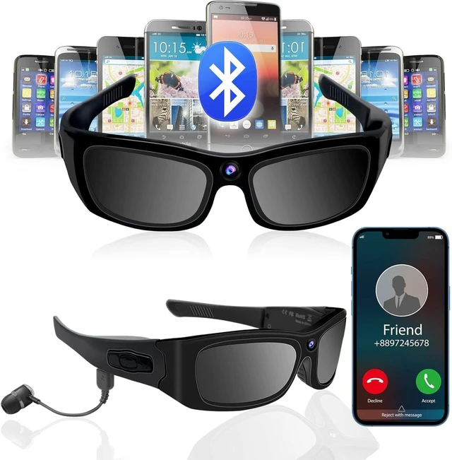 Alt view image 3 of 7 - Sunglasses Camera HD 1080P Sport Camera, Sunglasses Videocamera, Bluetooth Sunglasses Cycling Sport Video Camera with Loop Recording and Earphones