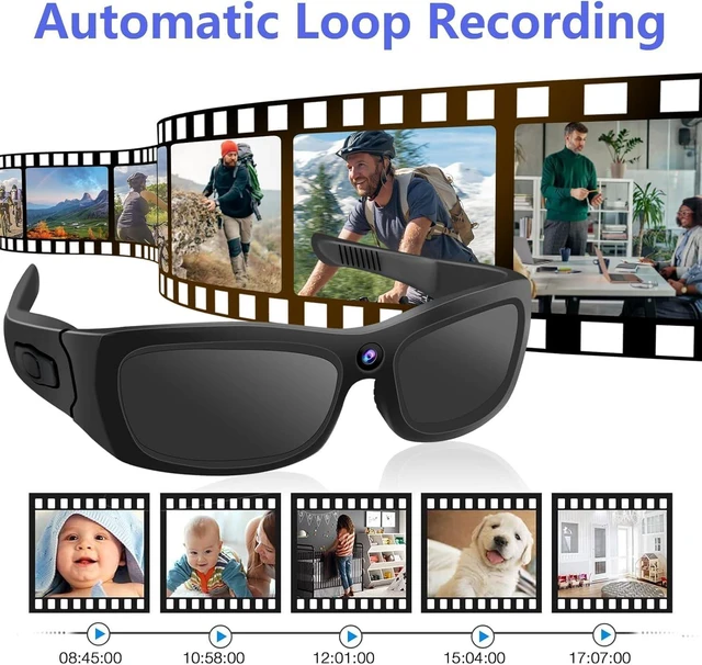 Alt view image 4 of 7 - Sunglasses Camera HD 1080P Sport Camera, Sunglasses Videocamera, Bluetooth Sunglasses Cycling Sport Video Camera with Loop Recording and Earphones
