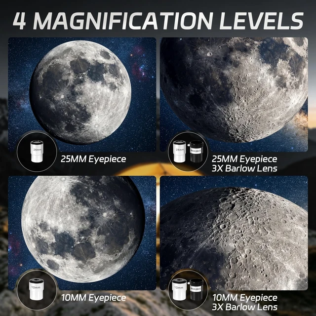 Alt view image 2 of 7 - 90600 Telescope for Adults Beginners High Powered, Astronomy,Portable, Professional Refractor, with Adjustable Tripod, Phone Adapter, Carry Bag