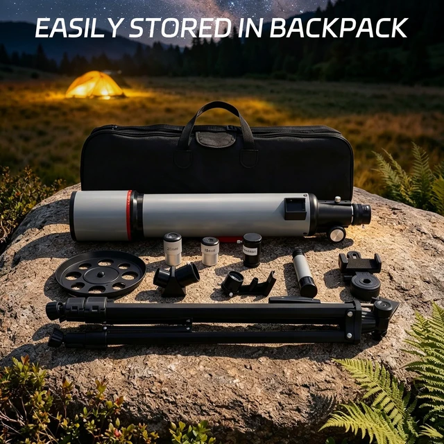 Alt view image 5 of 7 - 90600 Telescope for Adults Beginners High Powered, Astronomy,Portable, Professional Refractor, with Adjustable Tripod, Phone Adapter, Carry Bag