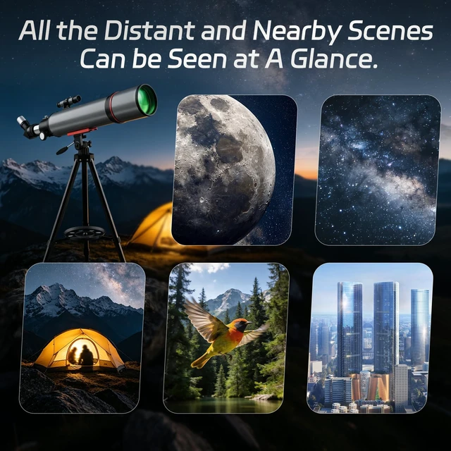 Alt view image 6 of 7 - 90600 Telescope for Adults Beginners High Powered, Astronomy,Portable, Professional Refractor, with Adjustable Tripod, Phone Adapter, Carry Bag