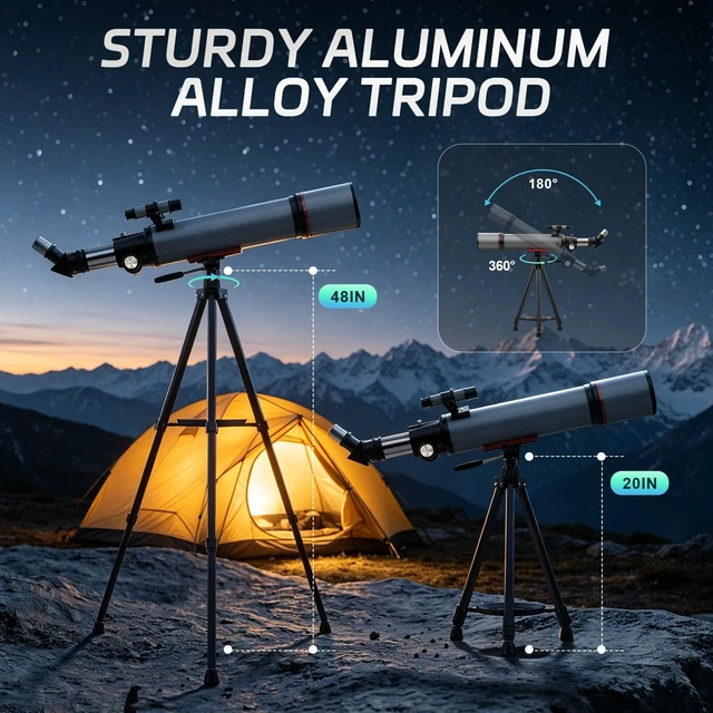 Alt view image 4 of 7 - 90600 Telescope for Adults Beginners High Powered, Astronomy,Portable, Professional Refractor, with Adjustable Tripod, Phone Adapter, Carry Bag