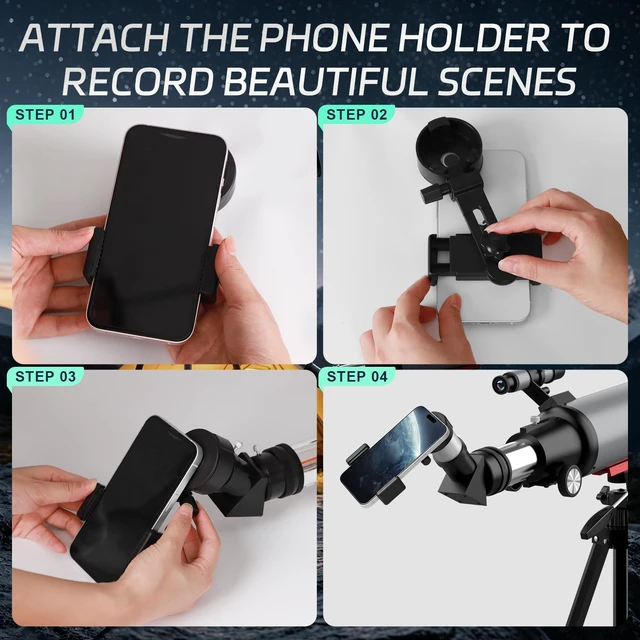 Alt view image 7 of 7 - 90600 Telescope for Adults Beginners High Powered, Astronomy,Portable, Professional Refractor, with Adjustable Tripod, Phone Adapter, Carry Bag
