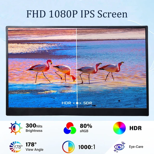 Alt view image 4 of 6 - Portable Monitor, 15.6'' 1080P USB C HDMI Portable Second External Monitor 60Hz IPS HDR Ultra-Thin Dual USB-C HDMI Portable External Screen for Laptop PC Mac Phone, for Travel and Daily Work