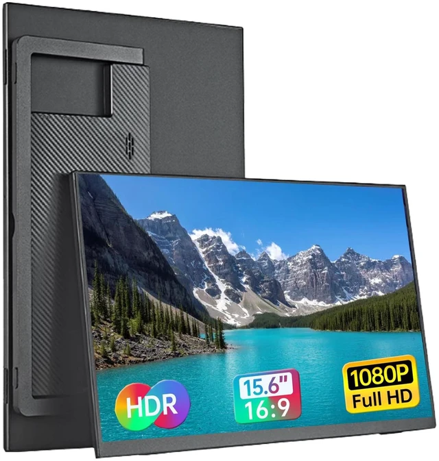 Main image of Portable Monitor, 15.6 Inch 1080P Portable External Screen with Kickstand 60Hz IPS HDR Portable Second External Monitor for Laptop, PC, Mac Phone, Travel and Daily Work