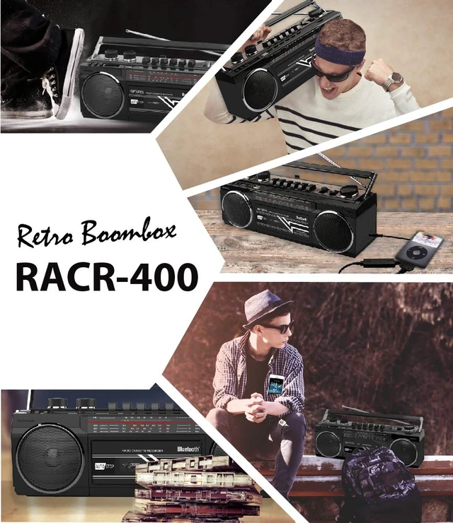 Alt view image 3 of 7 - Cassette Boombox, Retro Blueooth Boombox, Cassette Player and Recorder, AM/FM/SW-1-SW2 Radio-4-Band Radio, USB, SD, and Aux in, Black