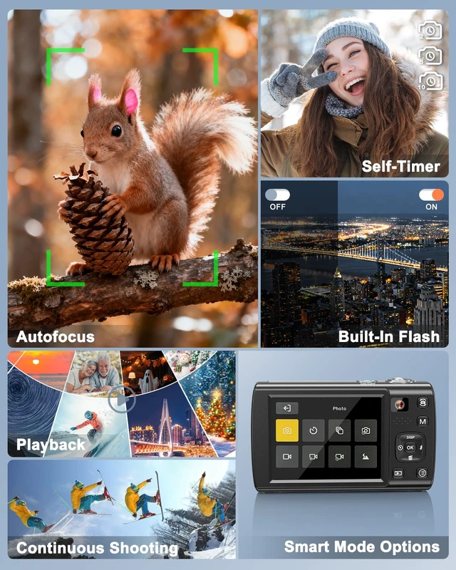 Alt view image 6 of 7 - 8K Digital Camera for Photography, with WiFi, Front Rear Lens(Black) 88MP, Autofocus, Touch Screen, 16X Zoom, Flash, Vlogging Camera for YouTube & Travel, 64GB Card, 2 Batteries