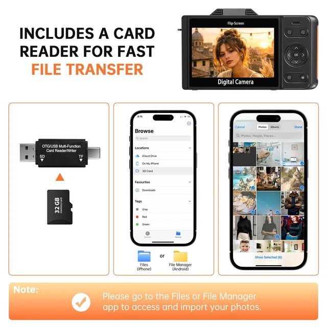 Alt view image 7 of 7 - 4K 64MP WiFi Digital Camera with Flip Screen, Autofocus, 18X Zoom, Black Vlogging Camera for Beginners, Compact Travel Camera with Wide-Angle & Macro Lenses, Gift for Teens