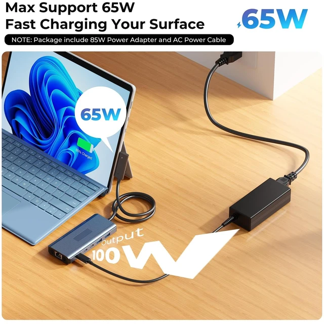 Alt view image 7 of 7 - Surface Docking Station 4K HDMI Display, 10-in-1 Surface Pro Dock with Power Supply for Microsoft Surface Pro 12/11/10/9/8/7/6/5/4/3, Surface Laptop 7/6/5/4, Surface Go/Book/Laptop Go