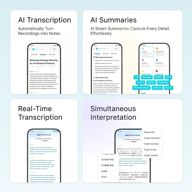 Alt view image 6 of 7 - WaveNote TAG AI Voice Recorder Speech-to-Text Transcription & Summary, 42-Hour Long Recording, Real-Time Translation, Ideal for Business Meetings, Lectures, Interviews, 40-Day Standby