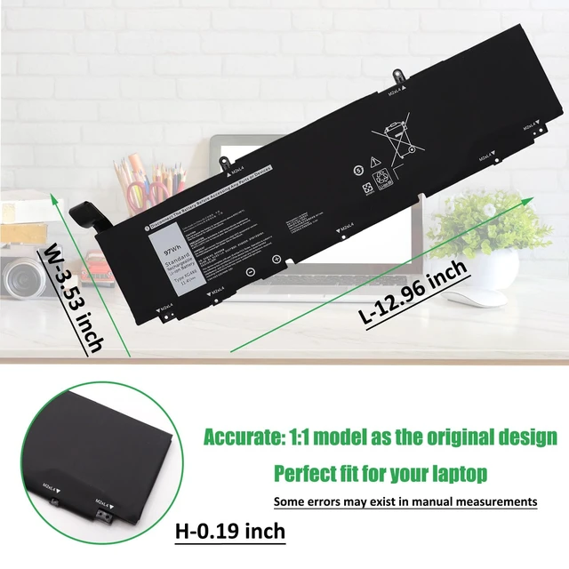 Alt view image 5 of 7 - XG4K6 Battery Replacement for Dell XPS 17 9700 9710 9720 9730 For Precision 5750 5760 5770, P92F P92F001 P92F002 P92F003 01RR3 F8CPG OF8CPG 5XJ6R KVPMY 0YY3V KRDHV, 11.4V 97Wh 8071mAh