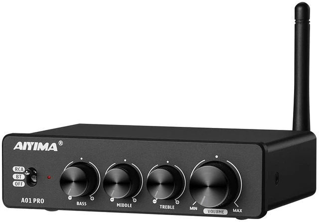 Main image of A01 Pro 100W x 2 Power Amplifier Bluetooth 5.1 Class D Amp TPA3116 2.0/2.1 Channel Stereo Amplifier Receiver Mini Speaker Amp with 3.5mm AUX Output + DC24V Power Adapter Black