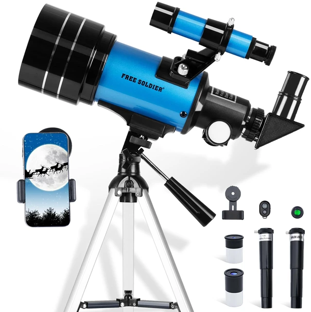 Main image of Telescope for Adults Astronomy 70mm Aperture 300mm Focal Length Portable Astronomical Telescope for Beginners Age Over 8 Years Old with Wireless Remote Carry Bag Tripod (Blue)