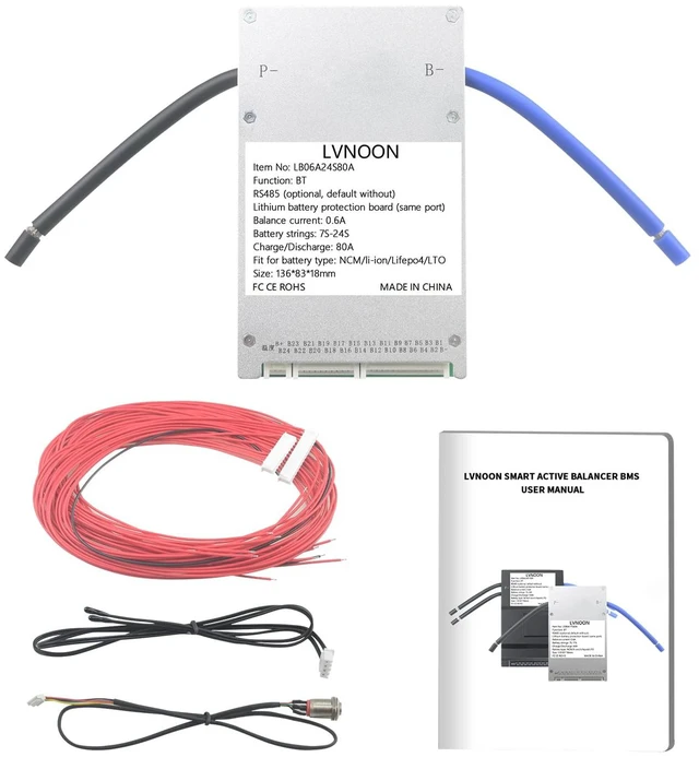 Main image of LB06A Smart Active Balancer BMS Lithium Battery Protection Board for Li-ion NCM LFP LiFePo4 Battery Management System 7S 10S 12S 16S 20S 21S 24S 80A 48V 60V 72V with APP Control (7-24S, 80A)