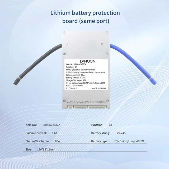 Alt view image 2 of 7 - LB06A Smart Active Balancer BMS Lithium Battery Protection Board for Li-ion NCM LFP LiFePo4 Battery Management System 7S 10S 12S 16S 20S 21S 24S 80A 48V 60V 72V with APP Control (7-24S, 80A)
